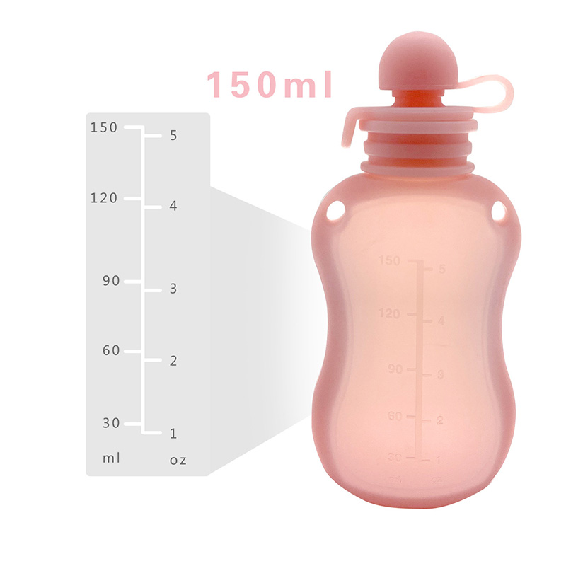 Baby Food Reusable Pouches - 150ml สะดวกถุงเก็บนมซิลิโคนอาหารเสริมกระเป๋าเติมเด็กโจ๊ก Solution LeakProof