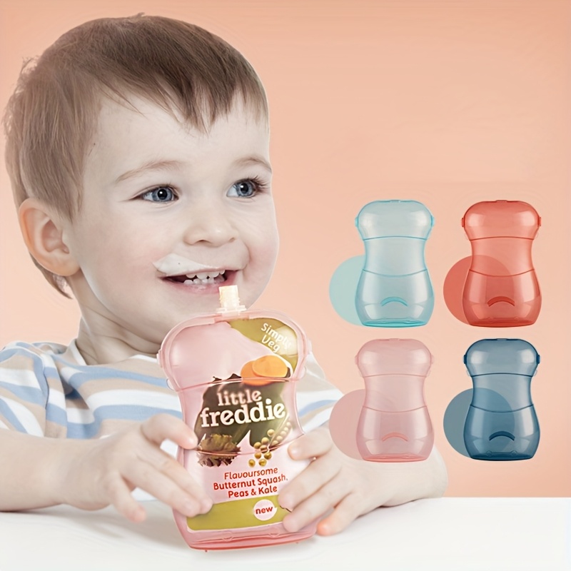 Baby Food Pouches - ที่ใส่ถุงอาหารเด็กแบบป้องกันการบีบ ถ้วยใส่ผลไม้บดสำหรับเด็กเล็ก พกพาสะดวก ป้องกันการหกเลอะเทอะ ปราศจากสาร BPA