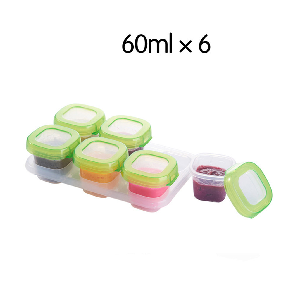 Freezer Tray Baby - กล่องเก็บอาหารแบบพกพา 6 ชิ้น กล่องใส่อาหารเด็กขนาดเล็ก กล่องเก็บของอเนกประสงค์ ปลอดภัยสำหรับเครื่องล้างจาน