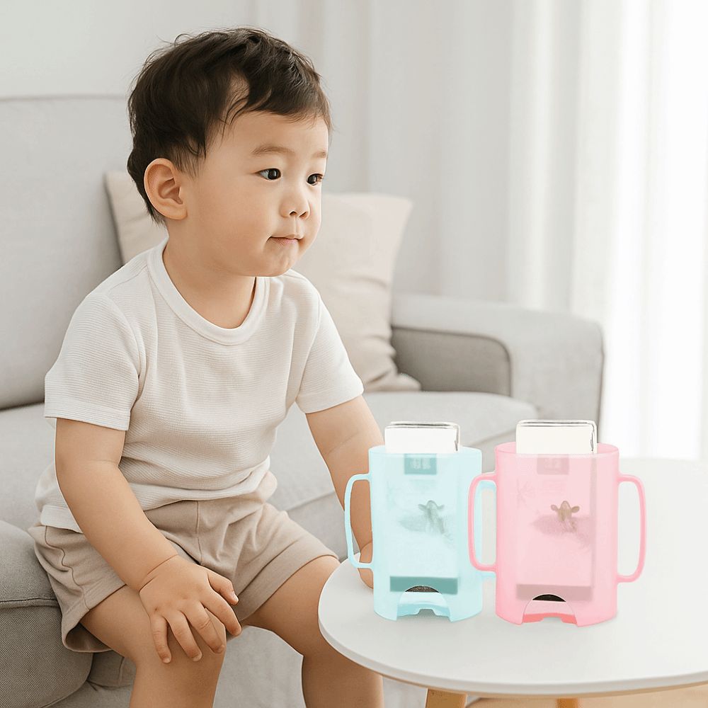Baby Food Reusable Pouches - ที่จับถุงพลาสติกแบบพกพา ใช้งานสะดวก นำกลับมาใช้ใหม่ได้ ที่จับถุงอาหารพร้อมหูจับ ป้องกันการรั่วซึม ที่จับกล่องเครื่องดื่มสำหรับเด็ก