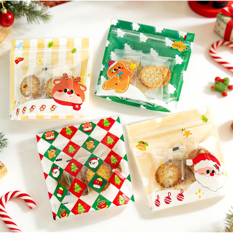 Baby Food Reusable Pouches - ถุงของขวัญคริสต์มาสเกรดอาหาร ถุงซิปล็อคแบบใช้ซ้ำได้สำหรับบรรจุขนมและคุกกี้ เหมาะสำหรับงานเลี้ยงฉลองทารกแรกเกิดและงานวันเกิดเด็ก