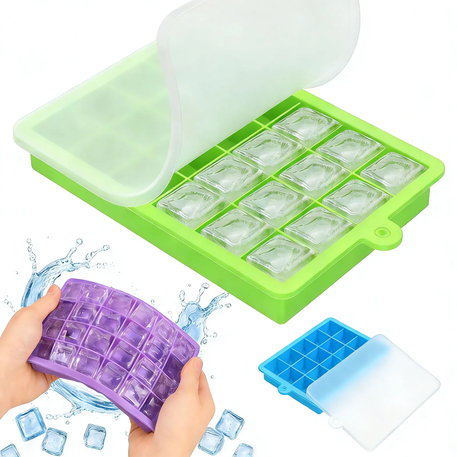 Freezer Tray Baby - ถาดทำน้ำแข็งซิลิโคน ถอดออกง่าย แม่พิมพ์น้ำแข็งแบบซ้อนได้ สำหรับวิสกี้ อาหารเสริมสำหรับเด็ก อาหารบด