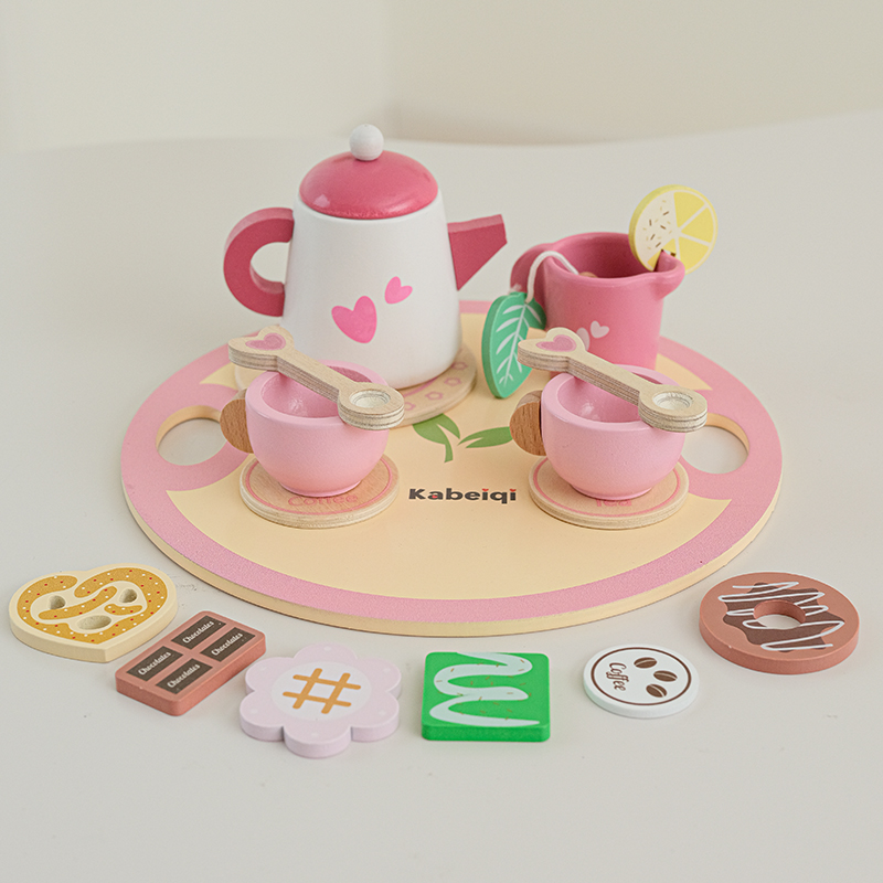 Baby Food Under 1 Year - ชุดชาไม้สําหรับสาวน้อยของเล่นไม้เด็กวัยหัดเดินชุดชาเล่นอุปกรณ์ครัวสําหรับเด็กแกล้งทําเป็นเล่นอาหาร Tea Party ของเล่น