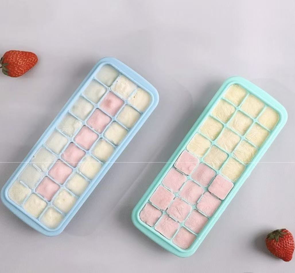 Freezer Tray Baby - ถาดน้ำแข็งซิลิโคนพร้อมฝาปิด 24 ช่อง สำหรับทำเยลลี่ แม่พิมพ์แช่แข็ง ง่ายต่อการถอด