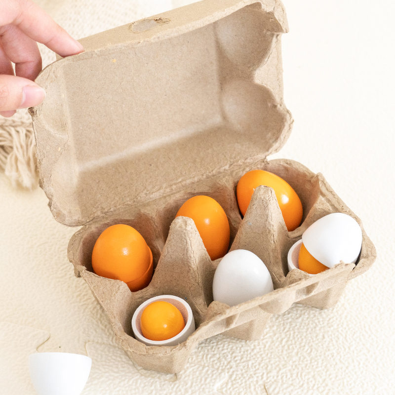 Baby Food Under 1 Year - 6 ชิ้นไม้ไข่ของเล่นไข่ของเล่นเด็กเล่นอาหารครัวทําอาหาร Pretend Play ชุดอาหารสําหรับทารก Early