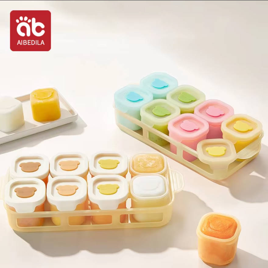 Freezer Tray Baby - ถาดแช่แข็งอาหารซิลิโคนสำหรับเด็ก AIBEDILA แบบช่องแยกอิสระ เกรดอาหาร ปลอดภัย ใช้ซ้ำได้