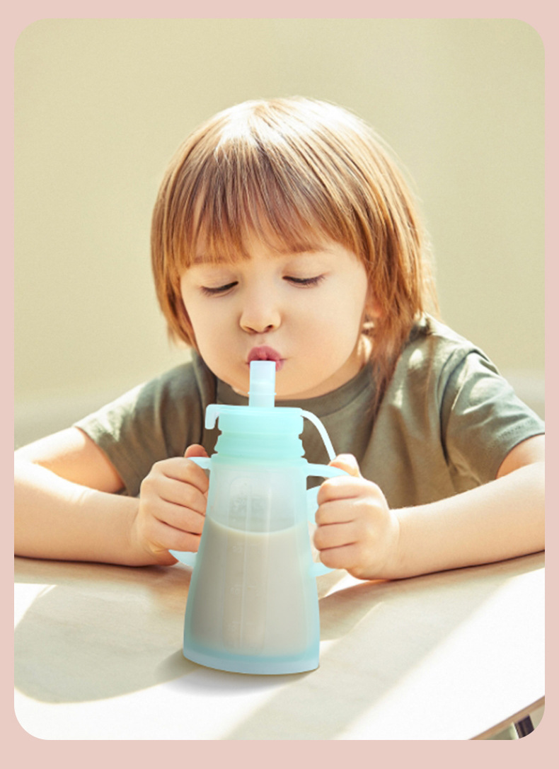 Baby Food Pouches - ถุงเก็บน้ำนมซิลิโคนแบบใช้ซ้ำได้ ป้องกันการรั่วซึม ใช้สำหรับเก็บน้ำผลไม้ ปลอดสาร BPA สำหรับขวดเก็บอาหารเด็ก
