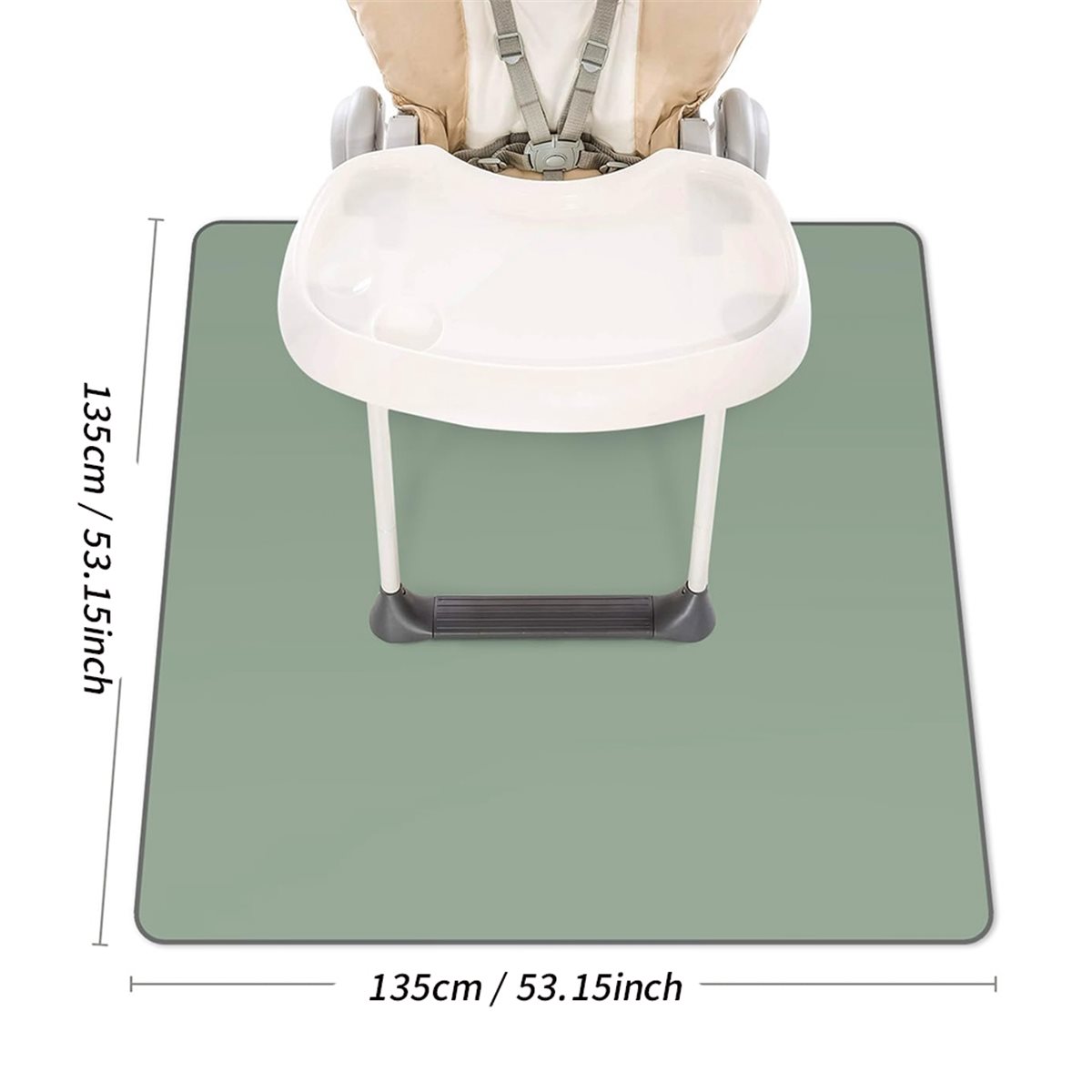 Highchair Splash Mat - แผ่นรองกันเปื้อนสำหรับเด็ก FUA@ สำหรับวางใต้เก้าอี้สูง แผ่นรองกันเปื้อนแบบเช็ดทำความสะอาดได้ กันน้ำและซักล้างได้ ป้องกันการลื่นไ