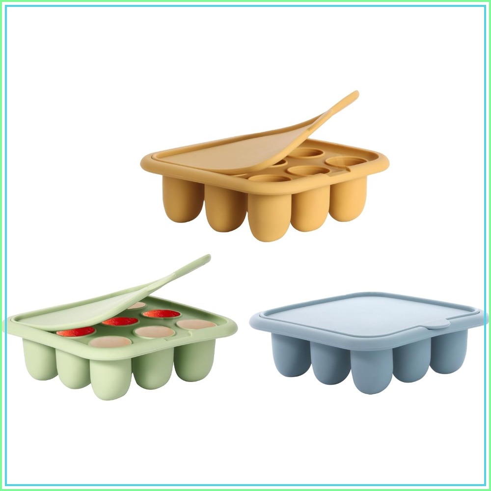Freezer Tray Baby - ถาดแช่แข็งอาหารเด็ก, ที่ป้อนอาหารเด็กแบบซิลิโคน, แม่พิมพ์ไอศกรีมน้ำนมแม่, ที่ทำขนมป๊อปสำหรับเด็กสำหรับทำอาหารเด็กแบบโฮมเมด