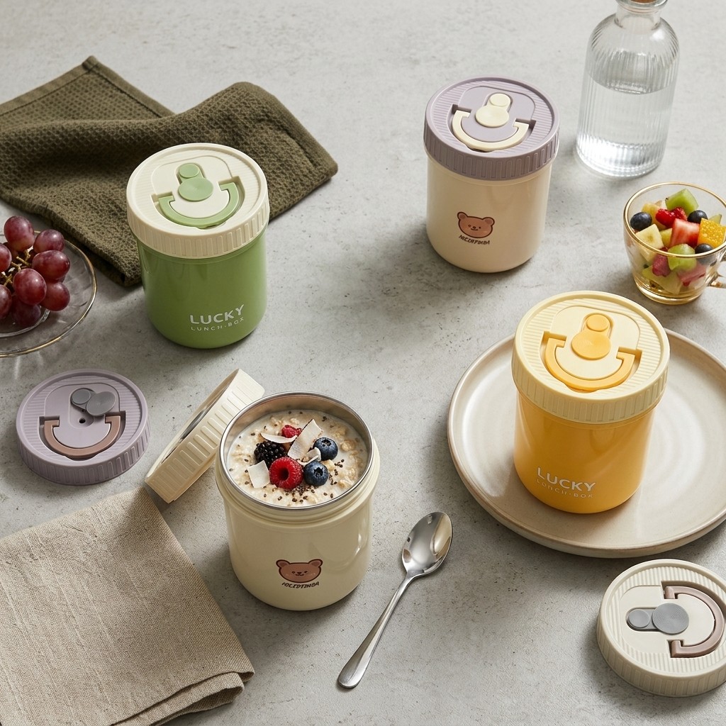 Baby Food Thermos - กล่องอาหารกลางวันสแตนเลส 304 สำหรับเข้าไมโครเวฟ กล่องเก็บความร้อน สำหรับอาหารร้อน ป้องกันการรั่วซึม