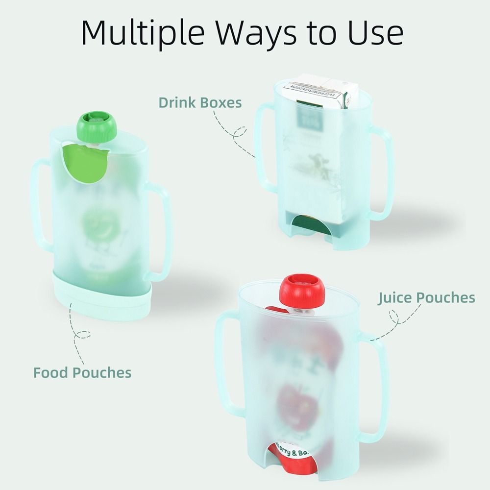 Baby Food Reusable Pouches - ที่ใส่ถุงบีบพลาสติก ที่ใส่ถุงอาหารแบบใช้ซ้ำได้ พร้อมที่จับ ที่ใส่กล่องเครื่องดื่มแบบสบายสำหรับเด็ก