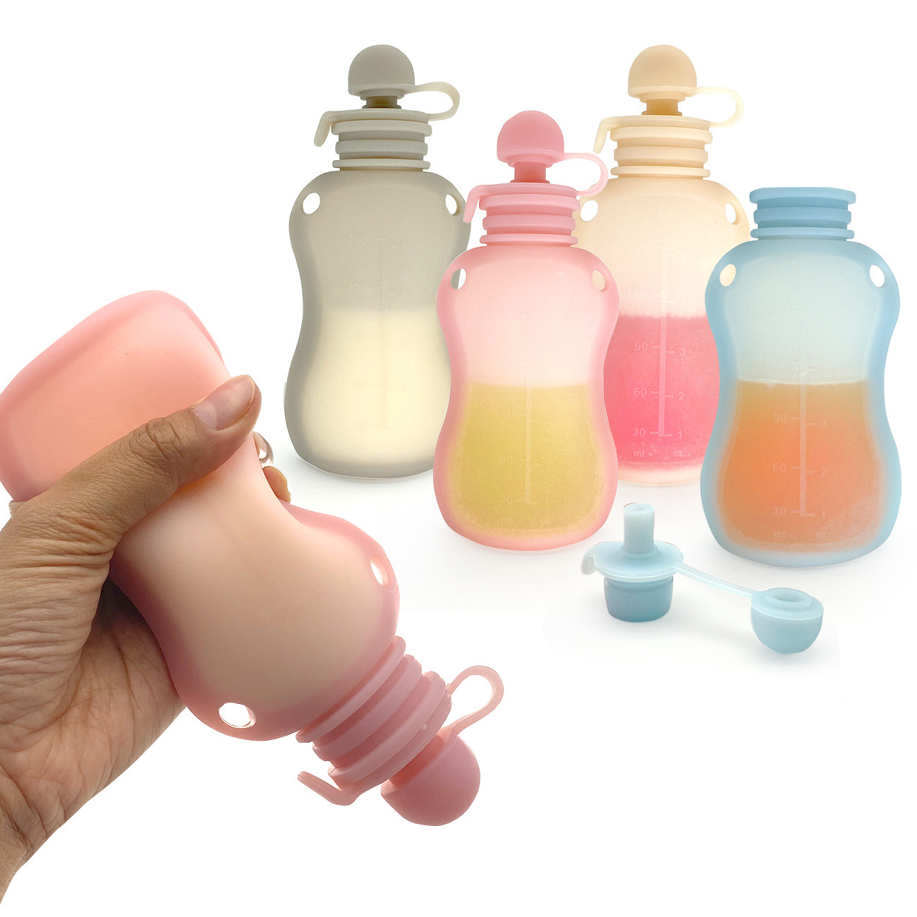 150ml สะดวกถุงเก็บนมซิลิโคนอาห - Baby Food Reusable Pouches บทวิจารณ์และราคา